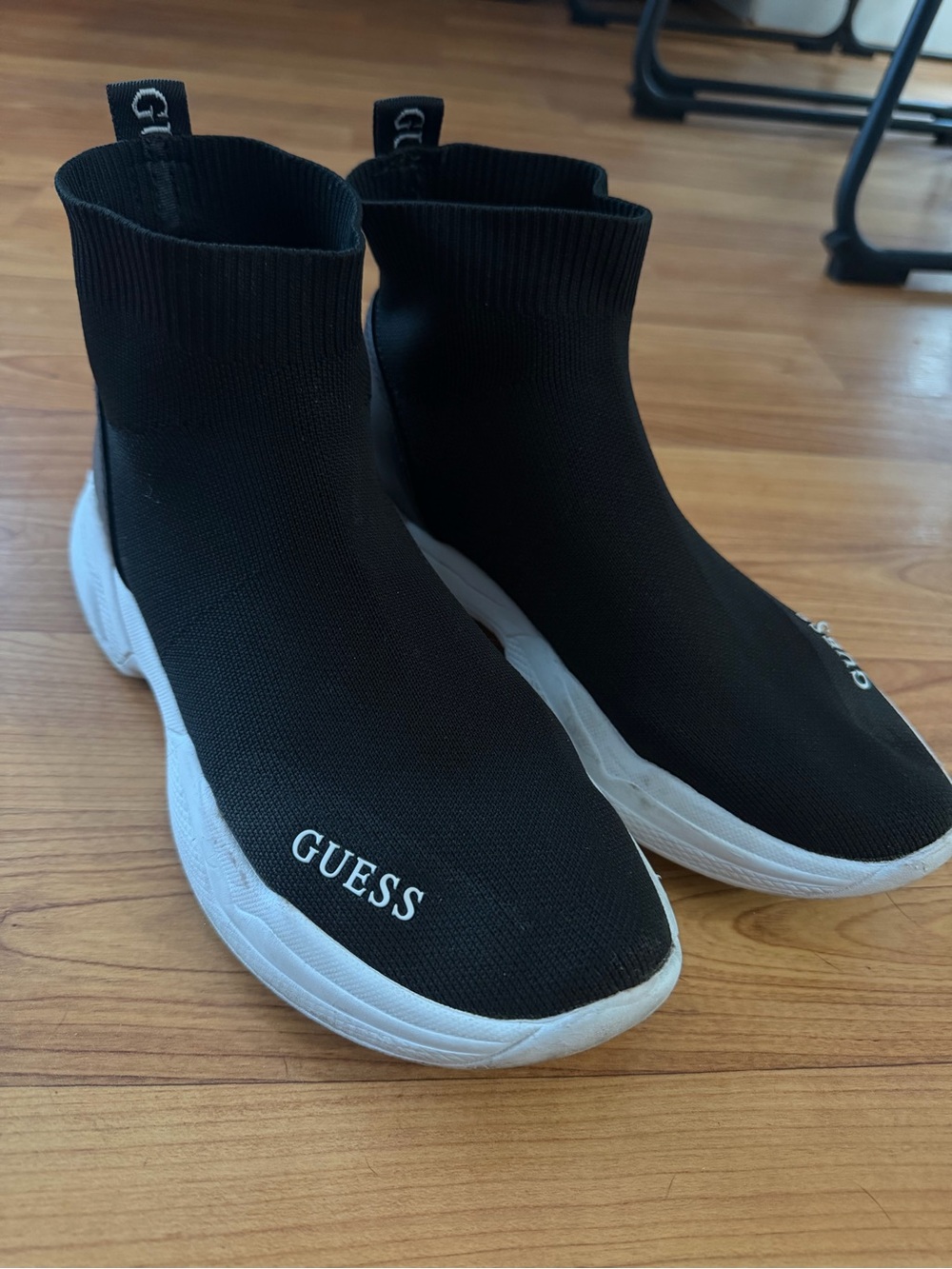 GUESS Black Knit Sock Sneakers with White Sole - Picture 2 of 2